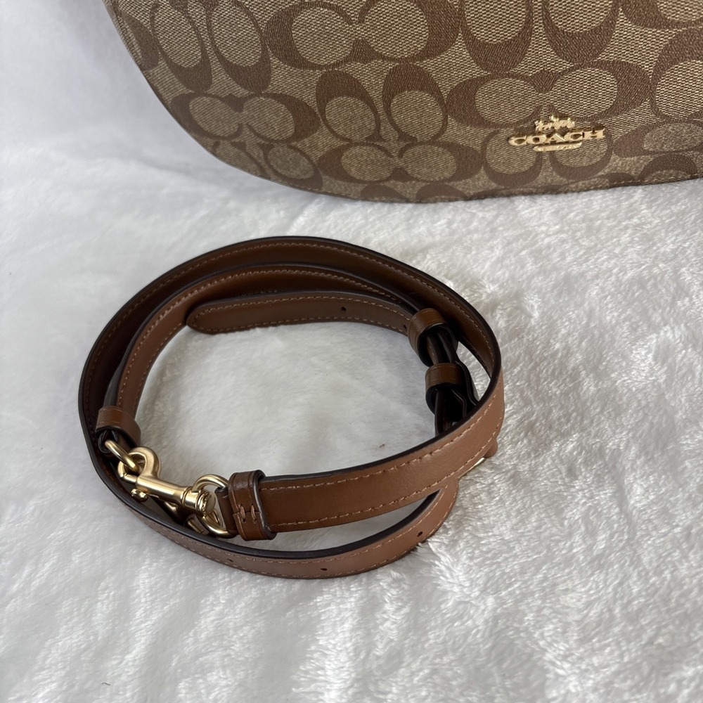 COACH Elle Hobo Signature Khaki Saddle Jacquard 2 Way Crossbody Shoulder Bag - Picture 2 of 16